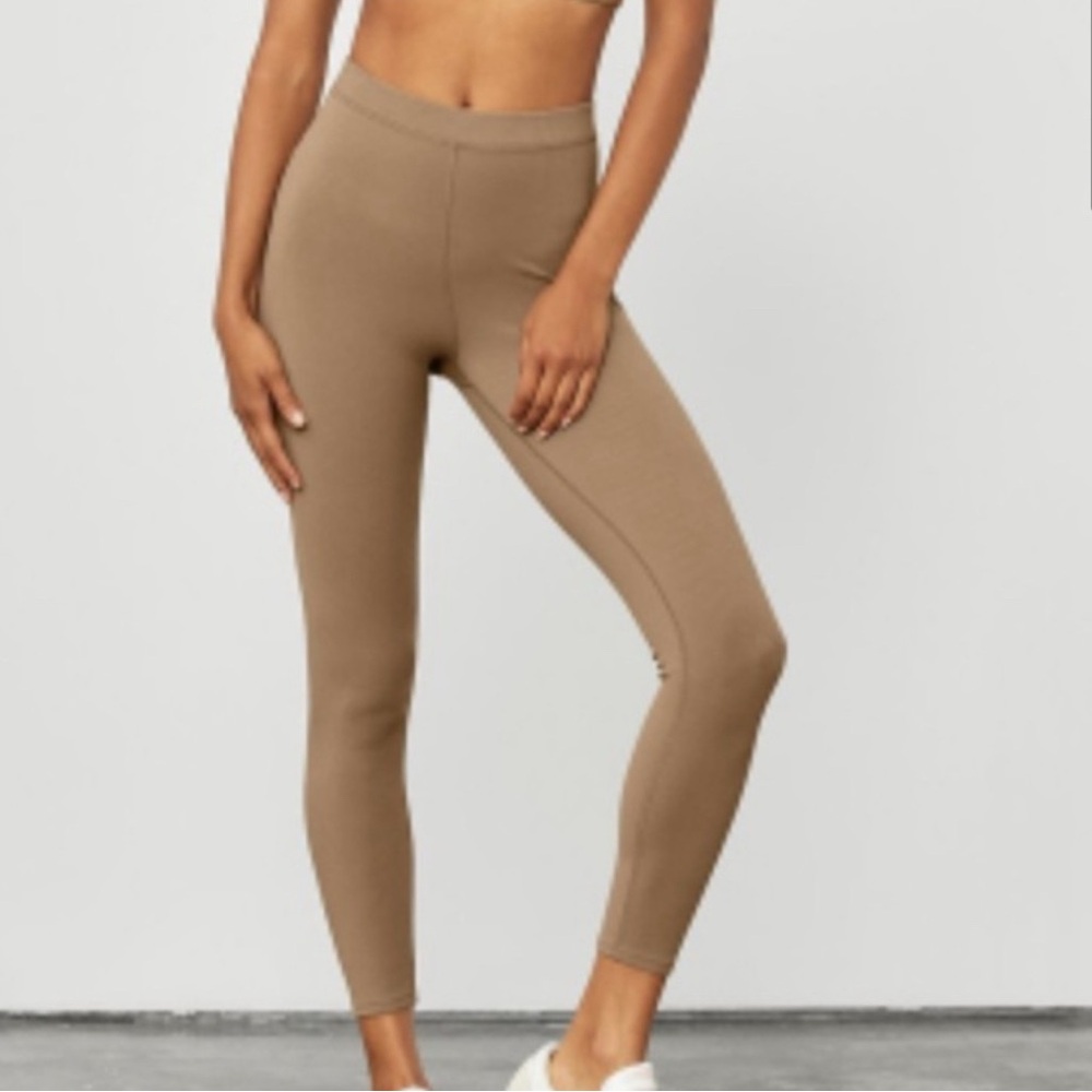 Alo Yoga Ribbed High Waist 7/8 Blissful Leggings ~sz Medium Gravel